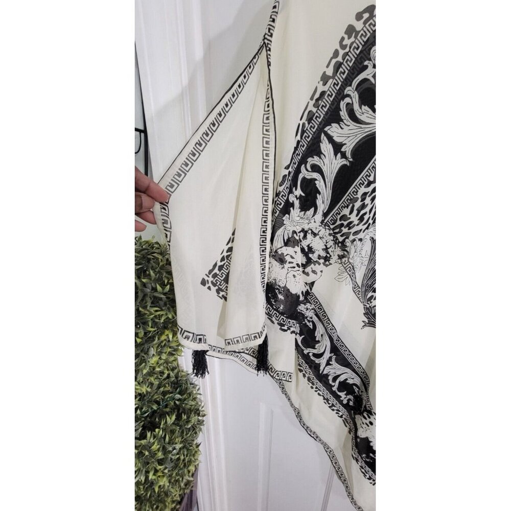 LM Beach Womens White Slit Sleeve Bathing Suit Cover Up Tassel Size‎ S NWT - Picture 4 of 8